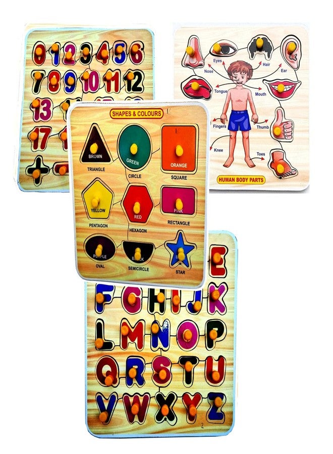 EL SMO Wooden Puzzle Toy, English Alphabets, Body Parts, Shape & 0-20, Educational Learning Jigsaw for Kids & Adults - Image 1